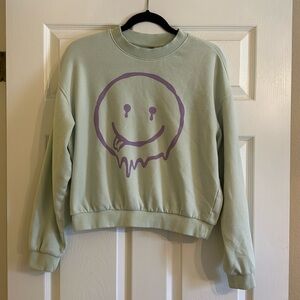 H&M Divided Green Emoji Crewneck Sweatshirt